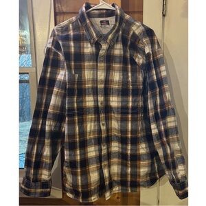 Men's 100% Cotton Ridgecut Plaid Button-Down Shirt in Brown, Blue, and White